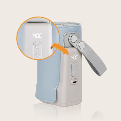 Lionelo - Įkraunamas buteliukų šildytuvas THERMUP GO PLUS 10W/5V mėlyna/pilka