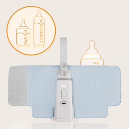 Lionelo - Įkraunamas buteliukų šildytuvas THERMUP GO PLUS 10W/5V mėlyna/pilka