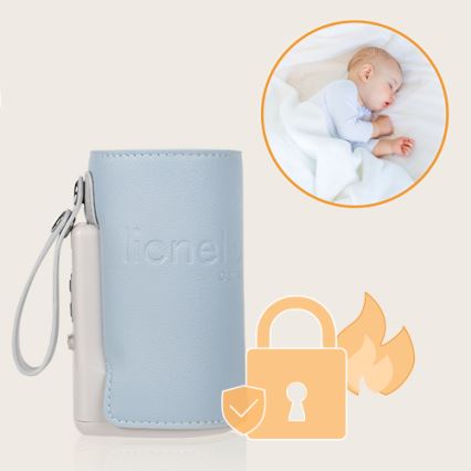 Lionelo - Įkraunamas buteliukų šildytuvas THERMUP GO PLUS 10W/5V mėlyna/pilka