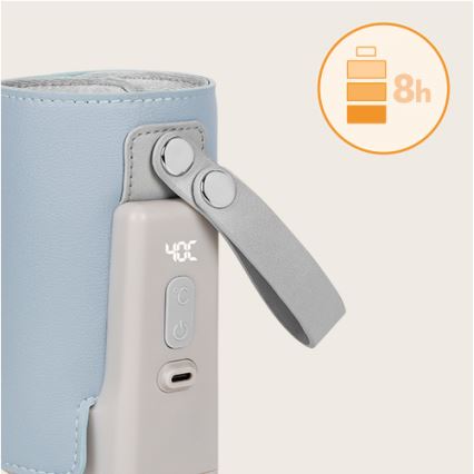 Lionelo - Įkraunamas buteliukų šildytuvas THERMUP GO PLUS 10W/5V mėlyna/pilka