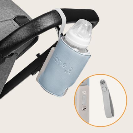 Lionelo - Įkraunamas buteliukų šildytuvas THERMUP GO PLUS 10W/5V mėlyna/pilka