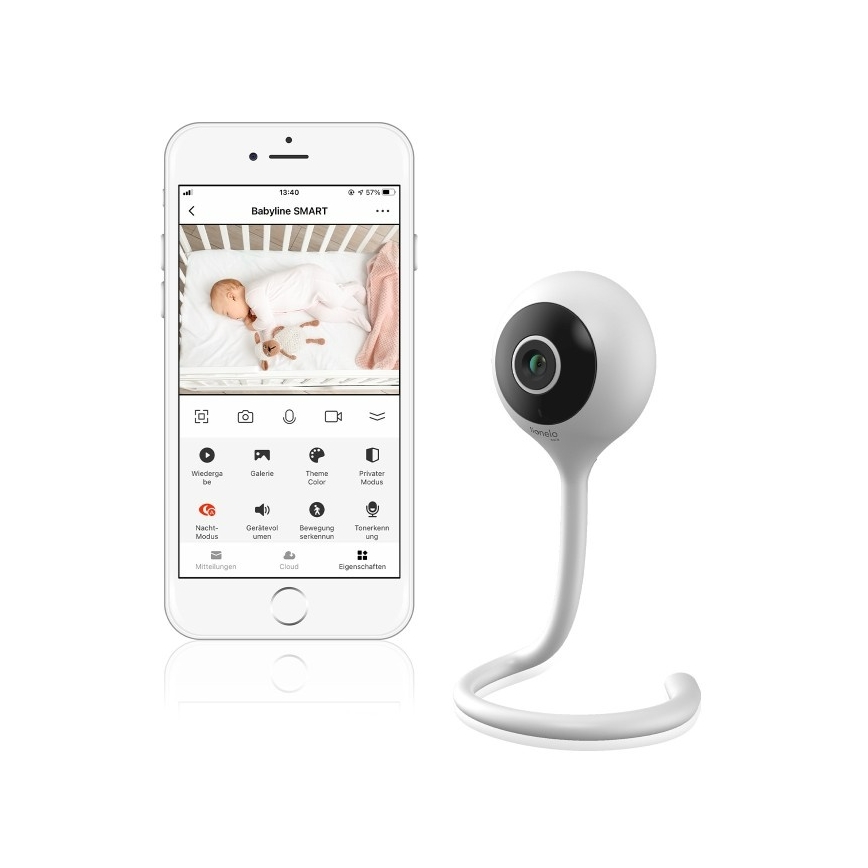 Lionelo - išmanus kūdikio monitorius BABYLINE SMART Wi‑Fi, baltas