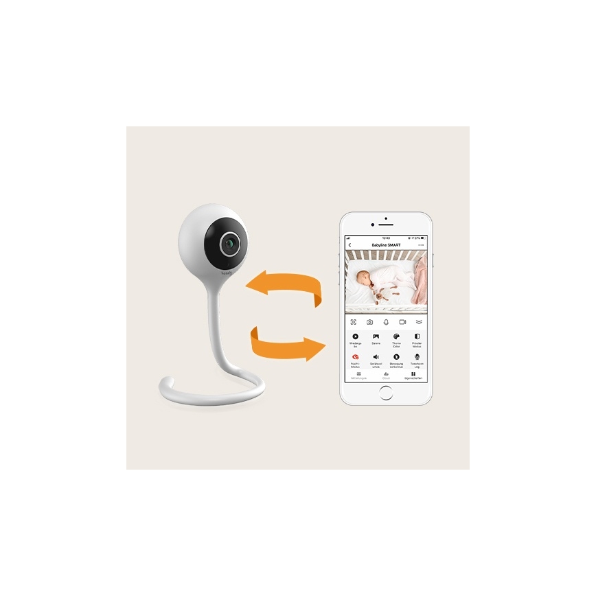 Lionelo - išmanus kūdikio monitorius BABYLINE SMART Wi‑Fi, baltas
