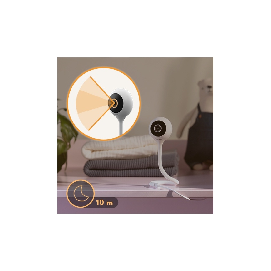 Lionelo - išmanus kūdikio monitorius BABYLINE SMART Wi‑Fi, baltas