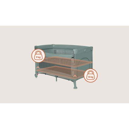 Lionelo - kelioninė lovelė 3 viename ELLEN šalavijų žalia