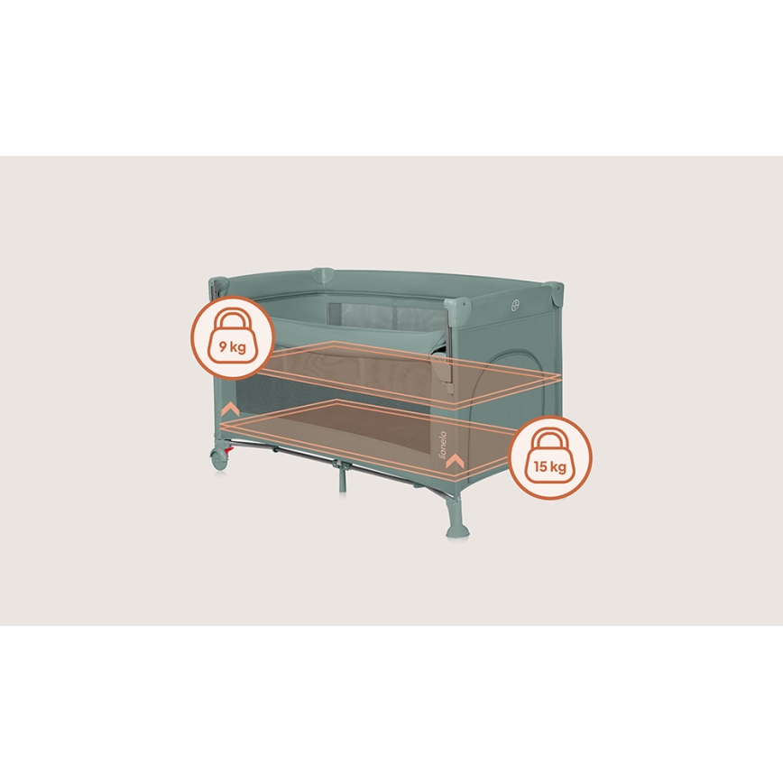 Lionelo - kelioninė lovelė 3 viename ELLEN šalavijų žalia