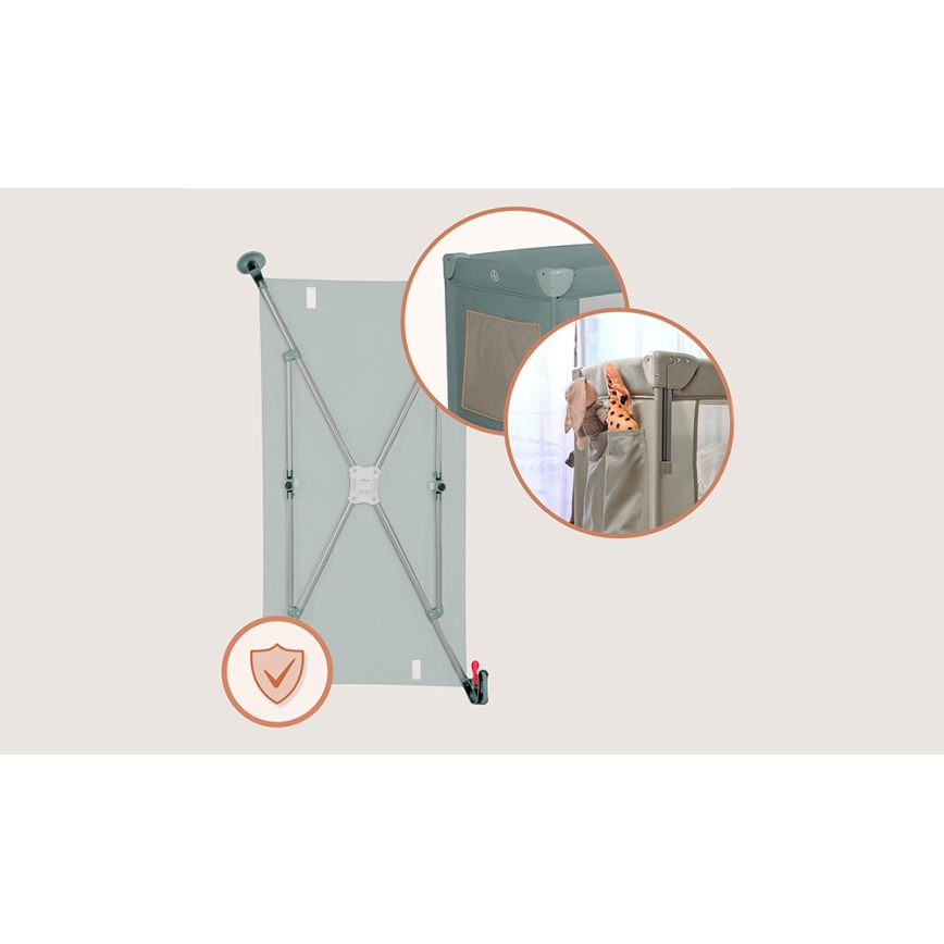 Lionelo - kelioninė lovelė 3 viename ELLEN šalavijų žalia