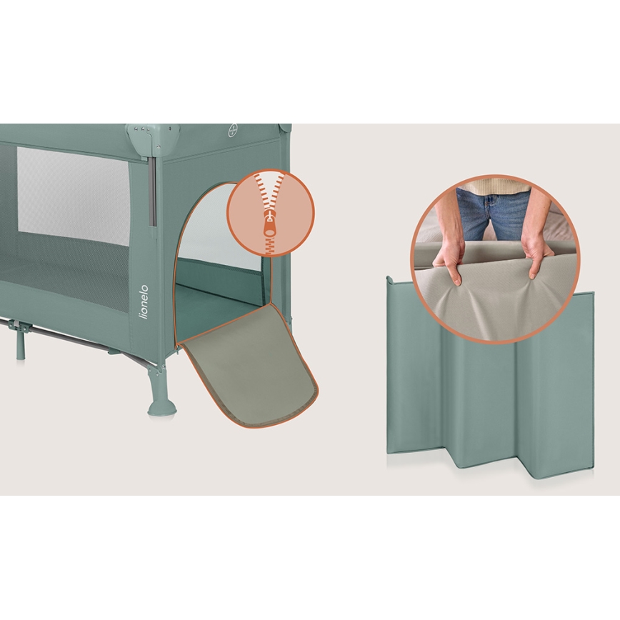 Lionelo - kelioninė lovelė 3 viename ELLEN šalavijų žalia