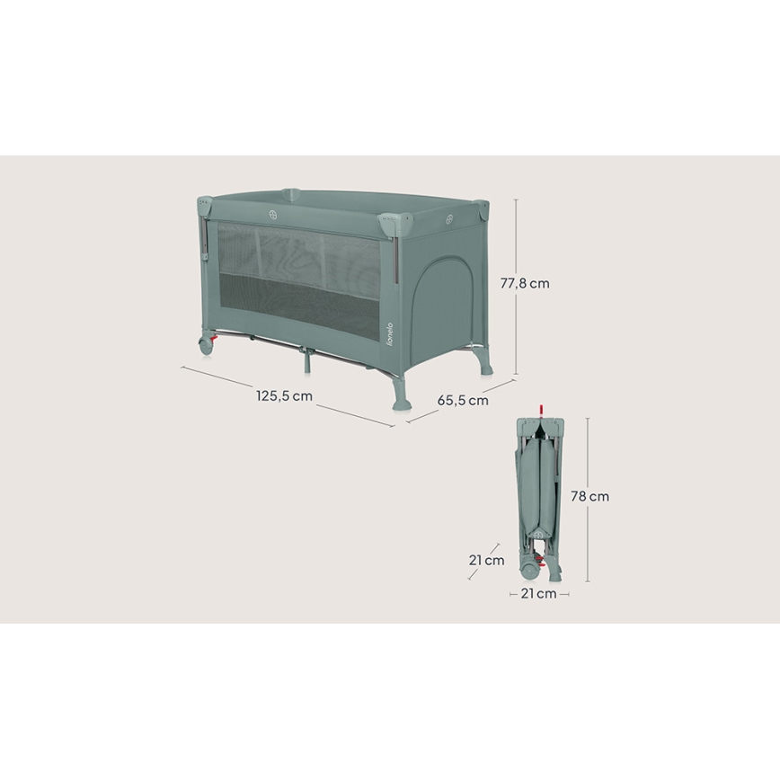 Lionelo - kelioninė lovelė 3 viename ELLEN šalavijų žalia
