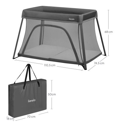 Lionelo - kelioninė lovelė 3in1 ALICE pilka