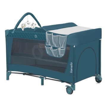 Lionelo - kelioninė lovelė FLOWER, žalia/tirkizinė