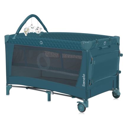 Lionelo - kelioninė lovelė FLOWER, žalia/tirkizinė