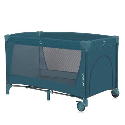 Lionelo - kelioninė lovelė FLOWER, žalia/tirkizinė