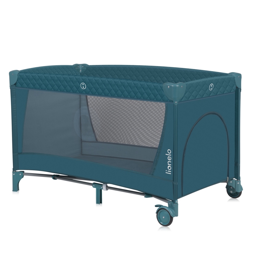 Lionelo - kelioninė lovelė FLOWER, žalia/tirkizinė