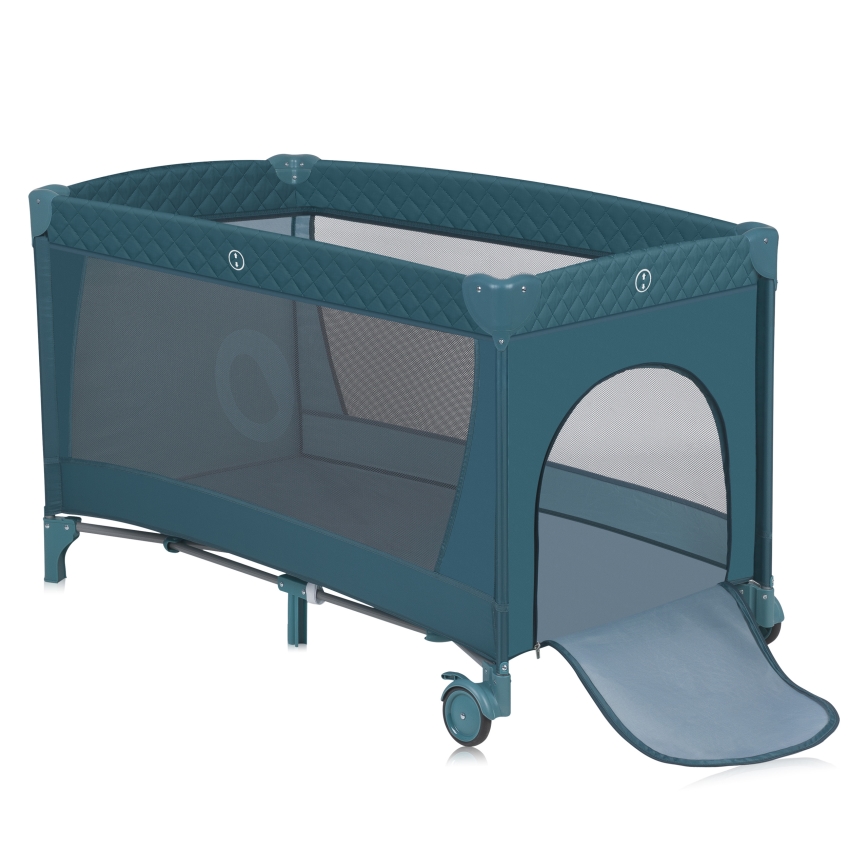 Lionelo - kelioninė lovelė FLOWER, žalia/tirkizinė