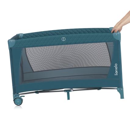 Lionelo - kelioninė lovelė FLOWER, žalia/tirkizinė