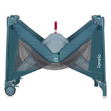 Lionelo - kelioninė lovelė FLOWER, žalia/tirkizinė