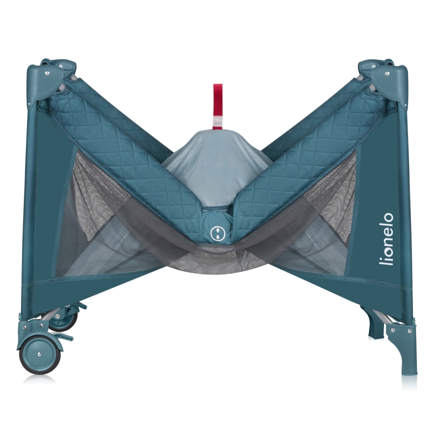 Lionelo - kelioninė lovelė FLOWER, žalia/tirkizinė