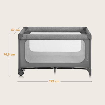 Lionelo - Kelioninė lovelė JASMIN EASY FOLD Grey Stone