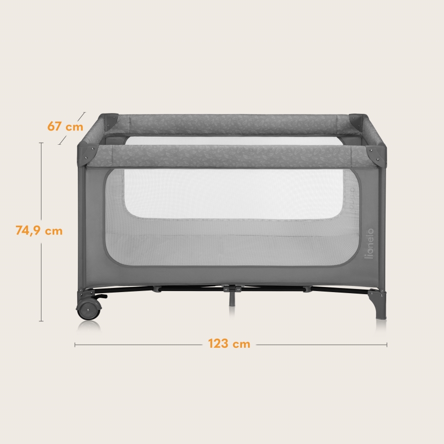 Lionelo - Kelioninė lovelė JASMIN EASY FOLD Grey Stone