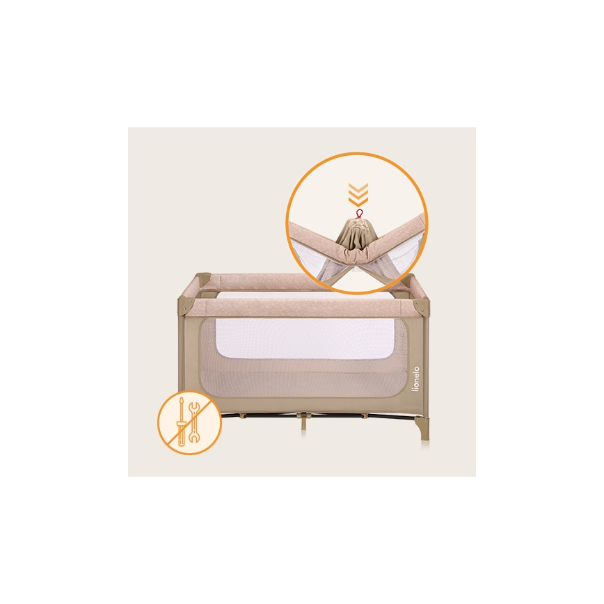 Lionelo - Kelioninė lovelė JASMIN EASY FOLD Smėlio spalvos