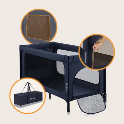 Lionelo - Kelioninė lovelė JASMIN EASY FOLD tamsiai mėlyna