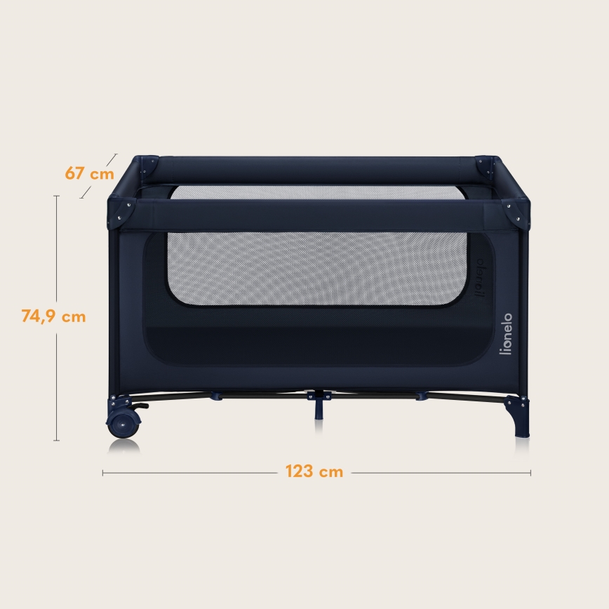 Lionelo - Kelioninė lovelė JASMIN EASY FOLD tamsiai mėlyna