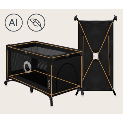 Lionelo - Kelioninė lovelė STEFI Black Carbon