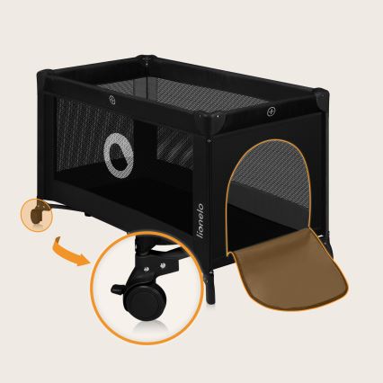 Lionelo - Kelioninė lovelė STEFI Black Carbon