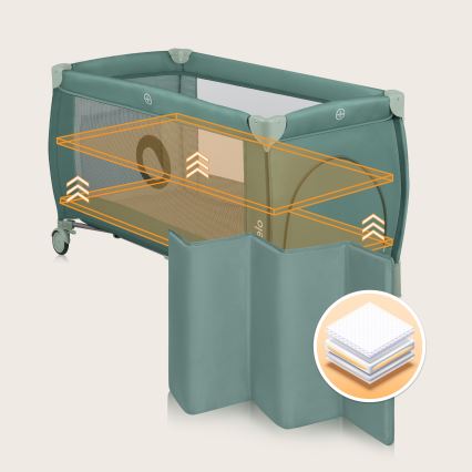 Lionelo - kelioninė lovelė STEFI PLUS alyvuogių žalia