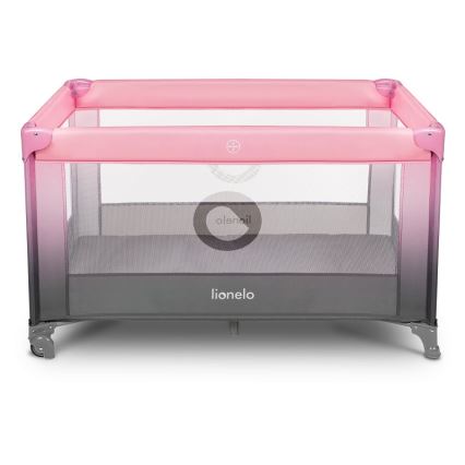 Lionelo - Kelioninė lovelė STEFI rausva/pilka