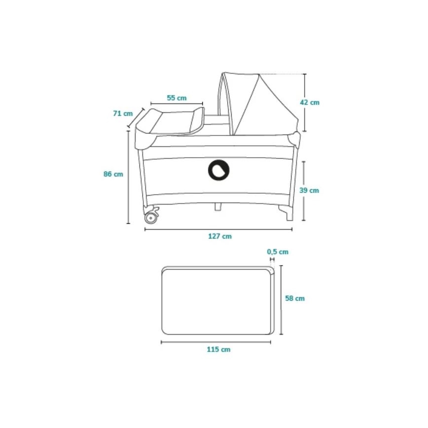 Lionelo - Kelioninė lovelė SVEN PLUS pilka