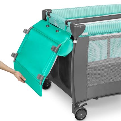 Lionelo - Kelioninė lovelė SVEN PLUS pilka/tirkizinė