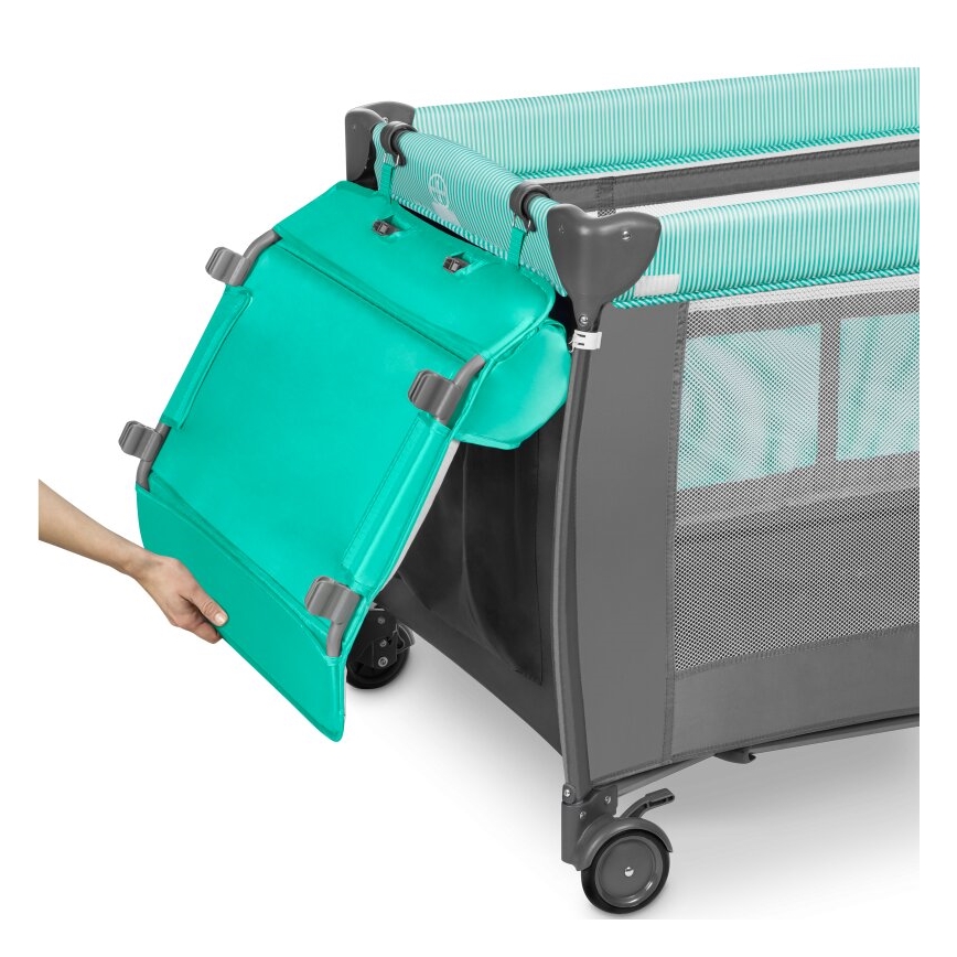 Lionelo - Kelioninė lovelė SVEN PLUS pilka/tirkizinė