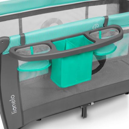 Lionelo - Kelioninė lovelė SVEN PLUS pilka/tirkizinė