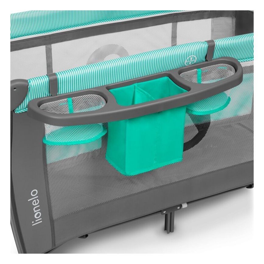 Lionelo - Kelioninė lovelė SVEN PLUS pilka/tirkizinė