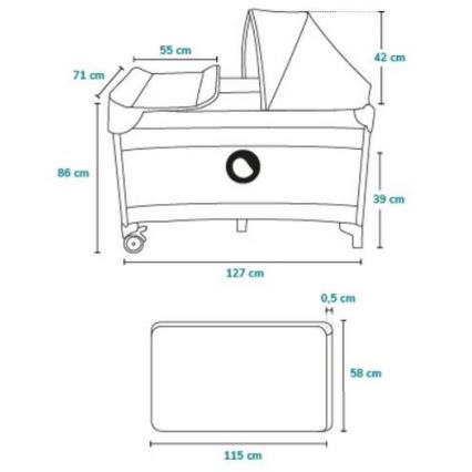 Lionelo - Kelioninė lovelė SVEN PLUS pilka/tirkizinė