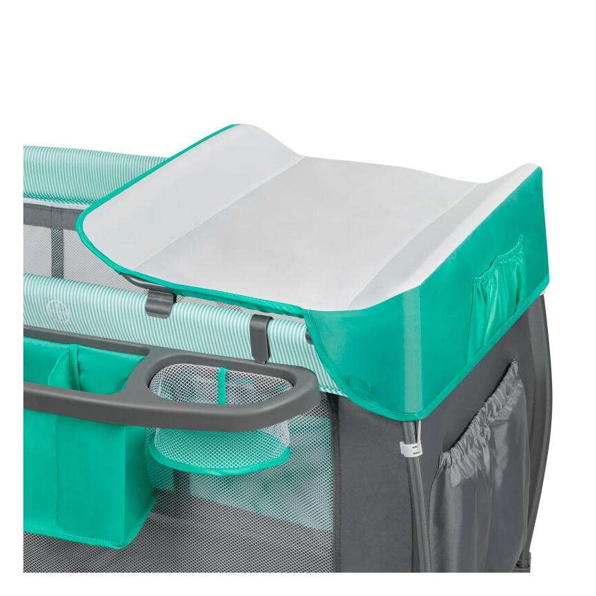 Lionelo - kelioninė lovelė SVEN PLUS, pilka/turkio spalvos