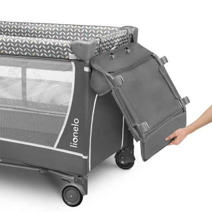 Lionelo - kelioninė lovytė FLOWER, pilka skandinaviško stiliaus