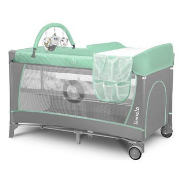 Lionelo - Kelioninė lovytė FLOWER turkio spalvos