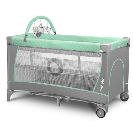 Lionelo - Kelioninė lovytė FLOWER turkio spalvos