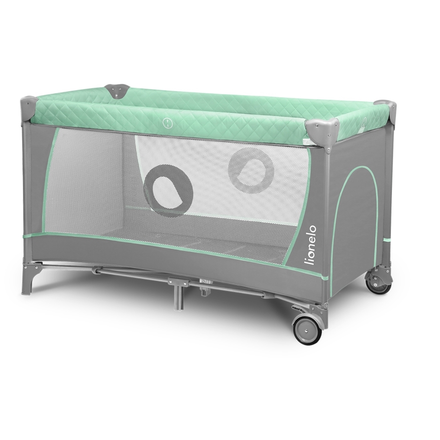 Lionelo - Kelioninė lovytė FLOWER turkio spalvos