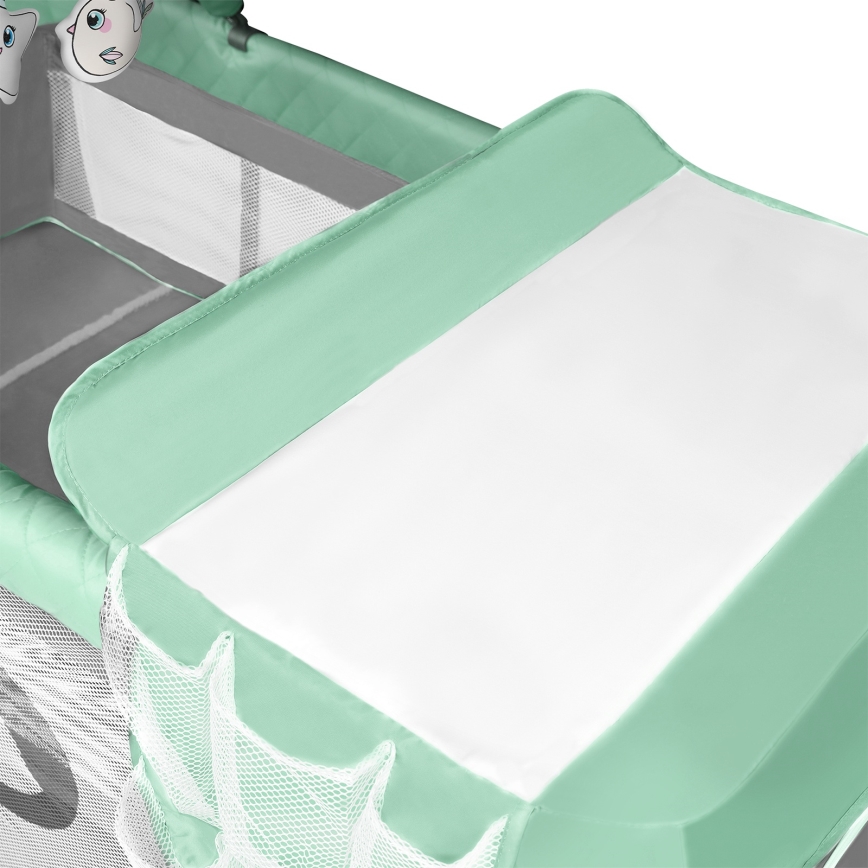 Lionelo - Kelioninė lovytė FLOWER turkio spalvos