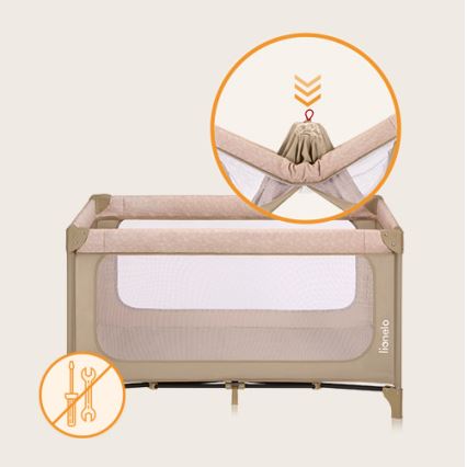 Lionelo - Kelioninė lovytė JASMIN EASY FOLD, smėlio spalvos