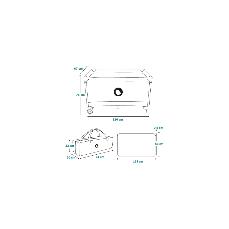Lionelo - kelioninė lovytė STEFI Mėlyna pilka
