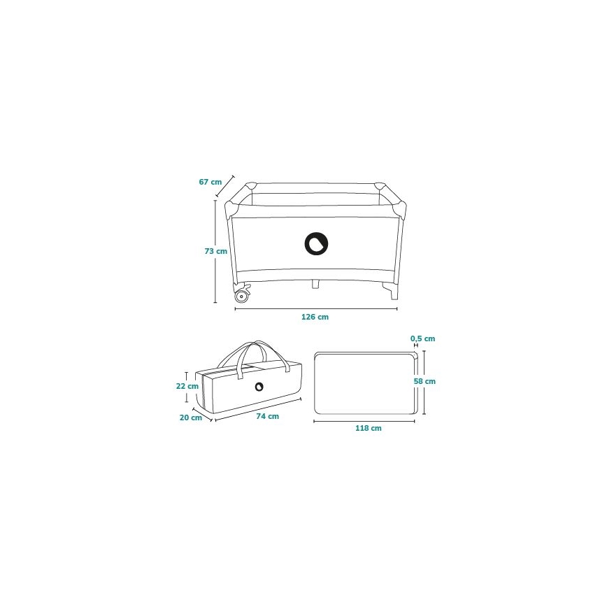 Lionelo - kelioninė lovytė STEFI tamsiai mėlyna
