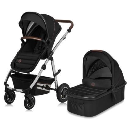 Lionelo - kombinuotas 2in1 vežimėlis AMBER, juodas / sidabrinis