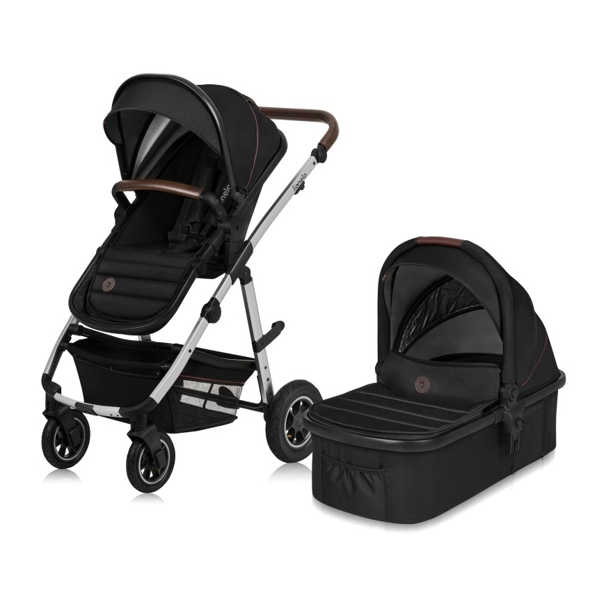 Lionelo - kombinuotas 2in1 vežimėlis AMBER, juodas / sidabrinis