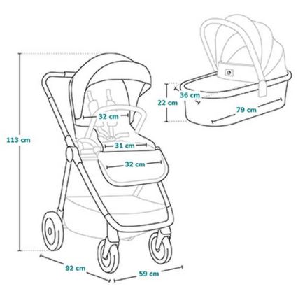 Lionelo - Kombinuotas 2in1 vežimėlis MERIL Juodasis oniksas