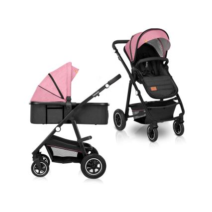 Lionelo - Kombinuotas vežimėlis 2in1 AMBER Pink Rose